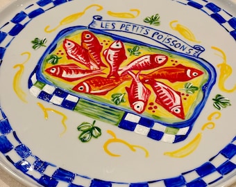 Platter, Sardine, Hand-Painted Ceramic Fish, Mediterranean, Coastal