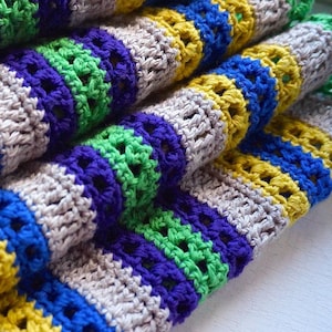 Colorful Striped Crochet Blanket Pattern (PDF)