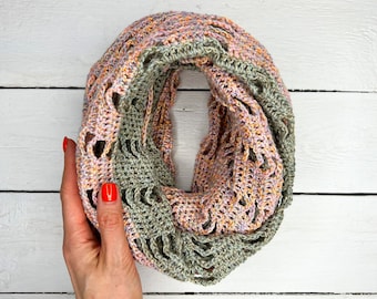 Patrón de bufanda infinita de crochet: Tutorial fácil paso a paso (Patrón PDF)