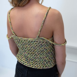 Handmade Crochet Tank Top: Green Open Weave Boho Festival Blouse