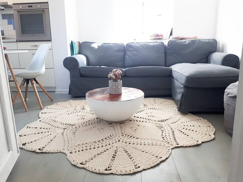 Crochet rug pattern, Round crochet carpet pattern, Big scale carpet PDF, Crochet patterns, Flower shape rug Life is a Flower, Interior idea.