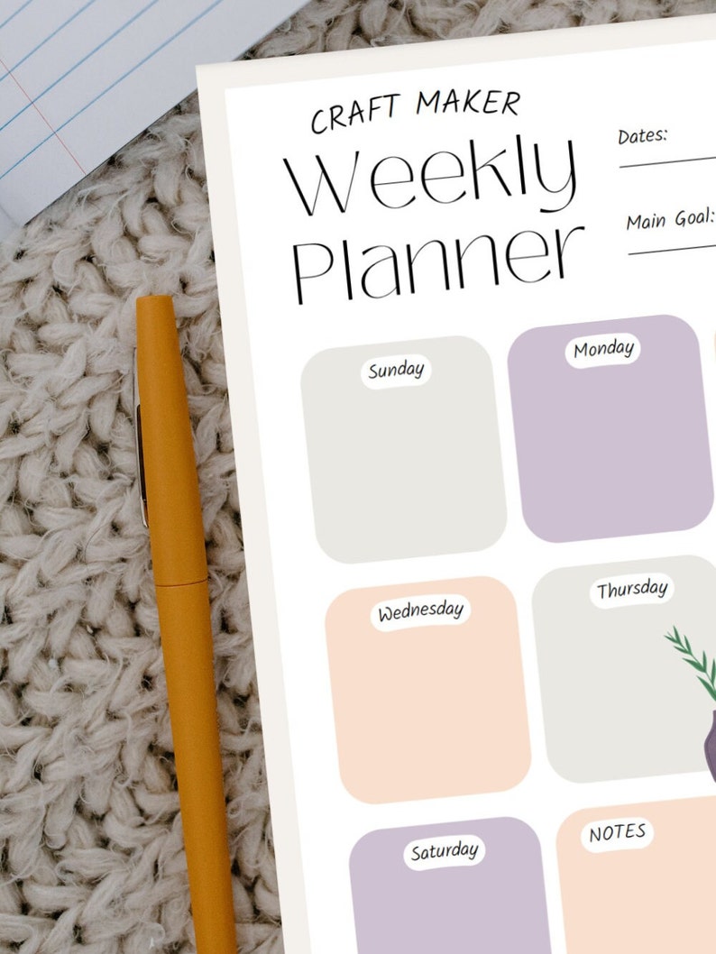 Papercraft Planner Crafts Weekly Planner: Printable Productivity Planner (instant Download ...