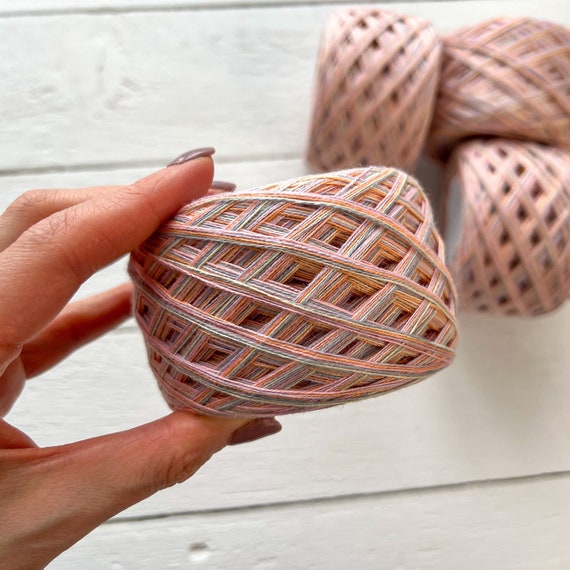 Handmade Yarn Cakes, Cotton Yarn for Crafts, Pink Yarn for