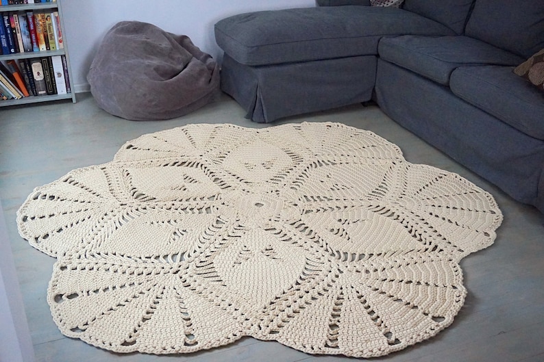 Crochet rug pattern, Round crochet carpet pattern, Big scale carpet PDF, Crochet patterns, Flower shape rug Life is a Flower, Interior idea.