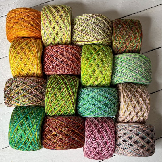 Mystery Yarn Box of Colorful Melange Yarn Cakes Rainbow Yarn for Crocheting  and Hand-knitting, SET of 16 Yarn Cakes. 