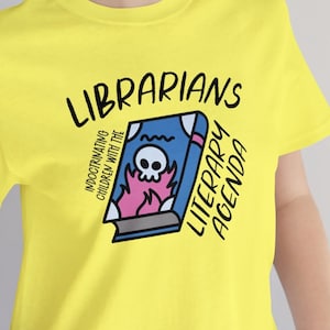 Funny Librarian Banned Books Shirt, Literary Agenda T-Shirt, Library Humor Apparel, Bookish Gift