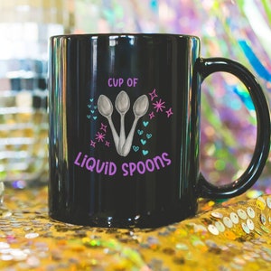 Funny Spoonie Coffee Mug, Liquid Spoons Drinkware, Chronic Illness Accessories, Invisible Disability Gift