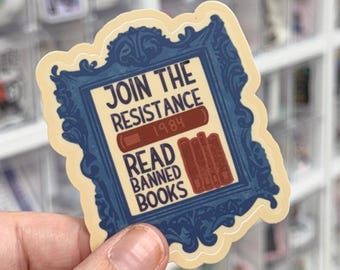 Join The Resistance Banned Books Vinyl Sticker, Trendy Water Bottle Decal, Bookish FDT Library Advocacy Gift, Librarian Sticker