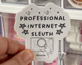 Professional Internet Sleuth Vinyl Sticker, Trendy Water Bottle Decal, Librarian Laptop Sticker, Bookish Detective Gift, Library Accessories