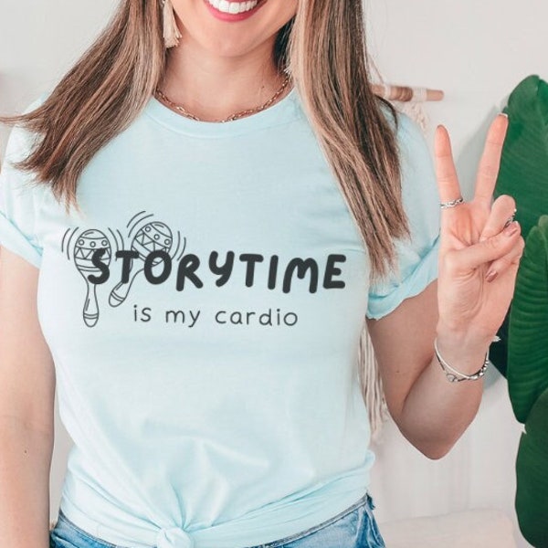 Storytime Is My Cardio Librarian T-Shirt, Childrens Youth Librarian Shirt, Bookish Gift, Book Lover Apparel