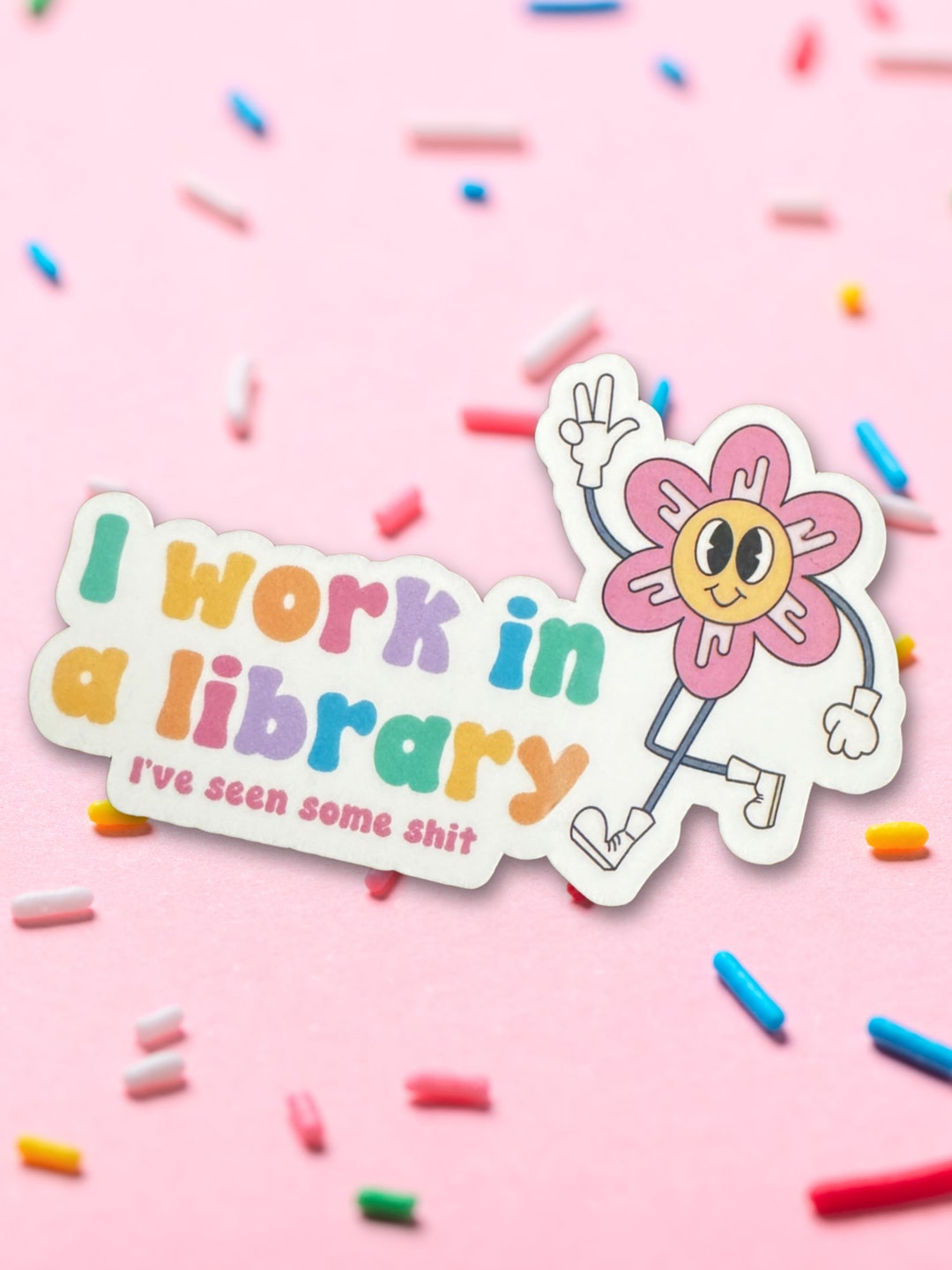 Work in A Library Vinyl Sticker, Library Worker Water Bottle Decal ...