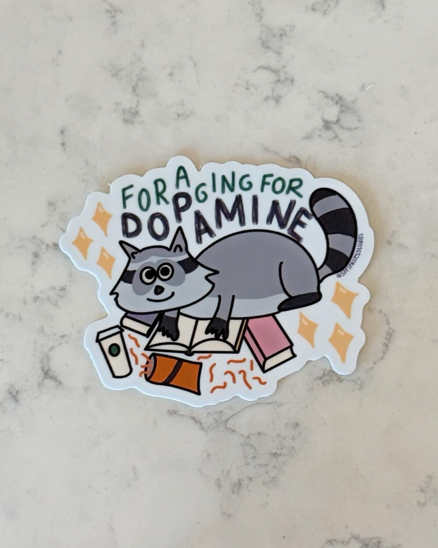 Foraging for Dopamine Raccoon Vinyl Sticker | ADHD Autism Audhd ...