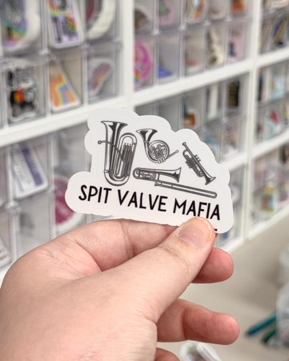 Spit Valve Mafia Sticker, Trendy Water Bottle Decal, Brass Player Gift, Musician Sticker, Trumpet Trombone Horn Euphonium Tuba Accessory