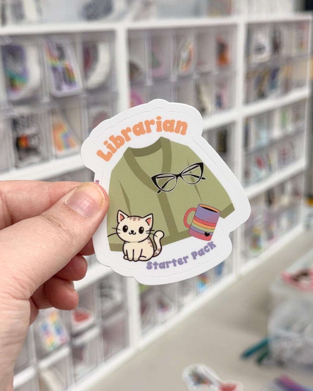 Library Theme Sticker Pack Funny Librarian Starter Pack Vinyl Sticker, Trendy Water Bottle Decal ...