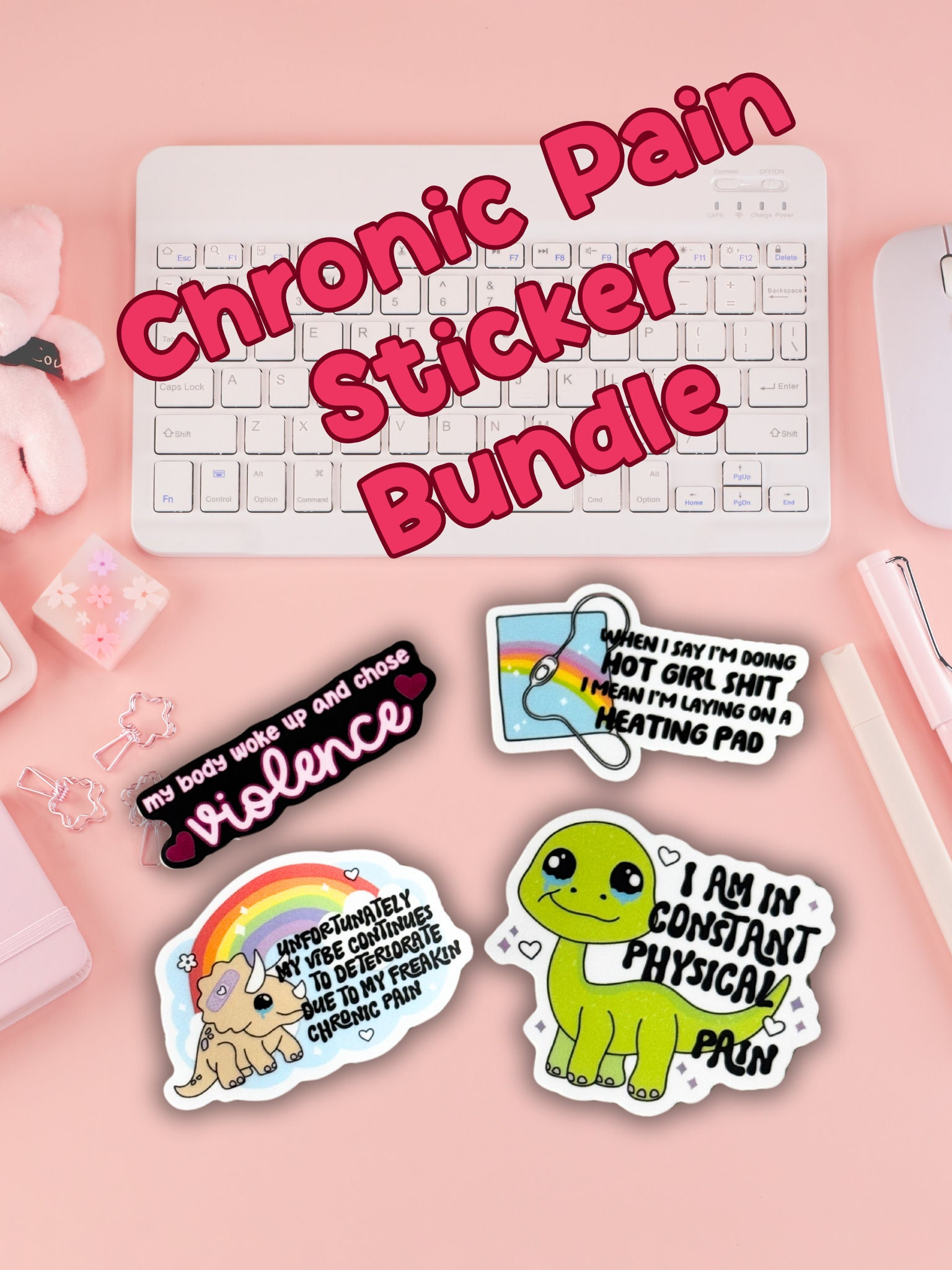 Chronic Pain Sticker Bundle, Spoonie Laptop Decals, Ehlers Danlos Water ...