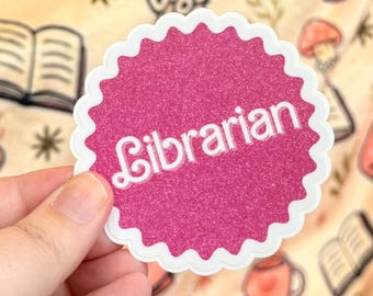 Pink Librarian Vinyl Sticker, Trendy Water Bottle Decal, Bookish Laptop Sticker, Girly Gift, Library Love Accessory
