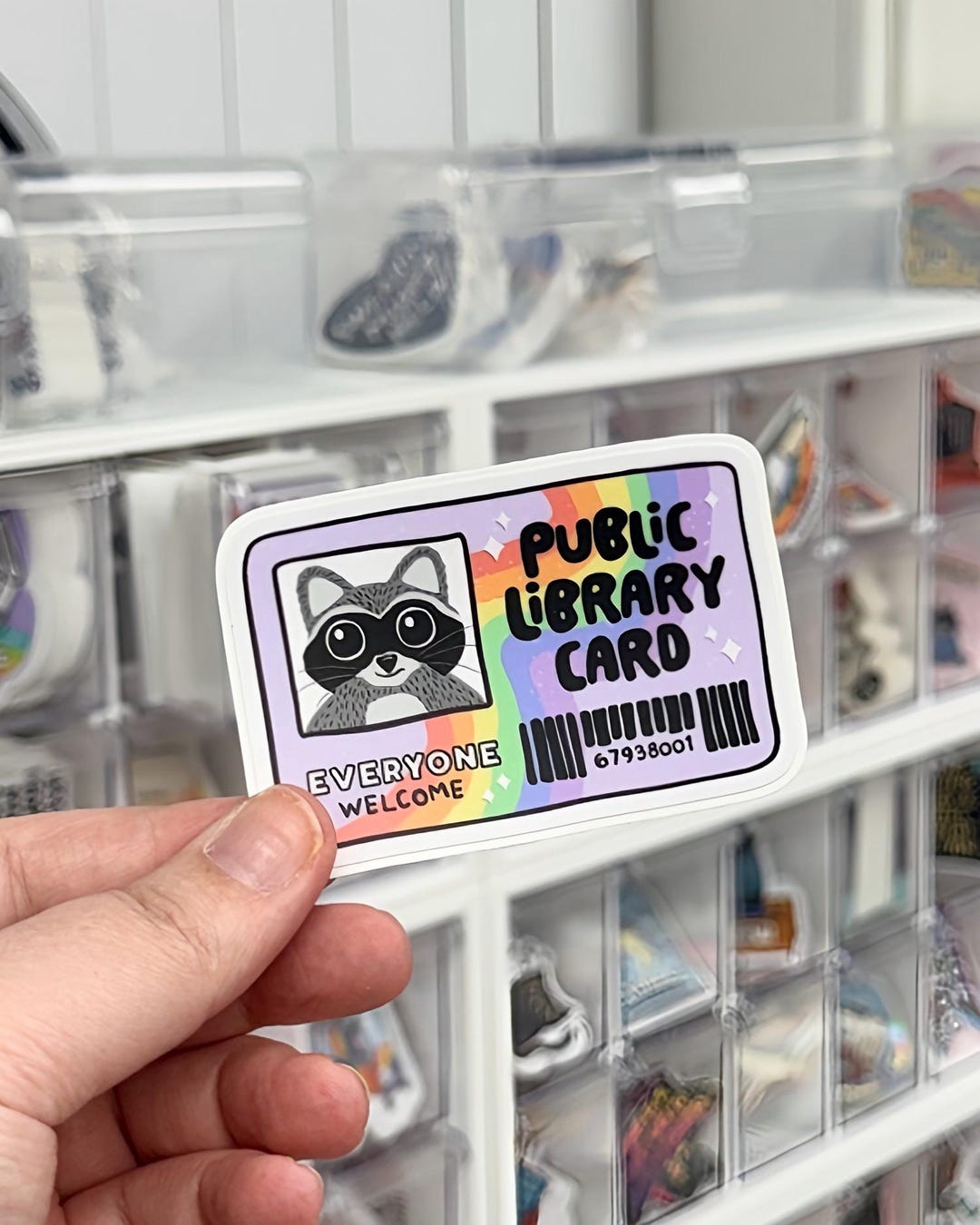 Library Card Vinyl Sticker, Raccoon Librarian Laptop Decal, Bookish ...