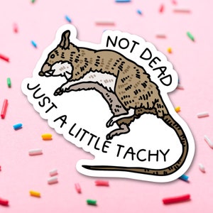 POTS Syndrome Sticker, Trendy Water Bottle Decal, Not Dead Just Tachy Spoonie Gift, Postural Tachycardia Dysautonomia Laptop Sticker