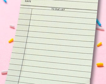 To Due List Library Notepad, Librarian 4x6 Memo Pad, Due Date To Do List Gift, Bookish Stationery