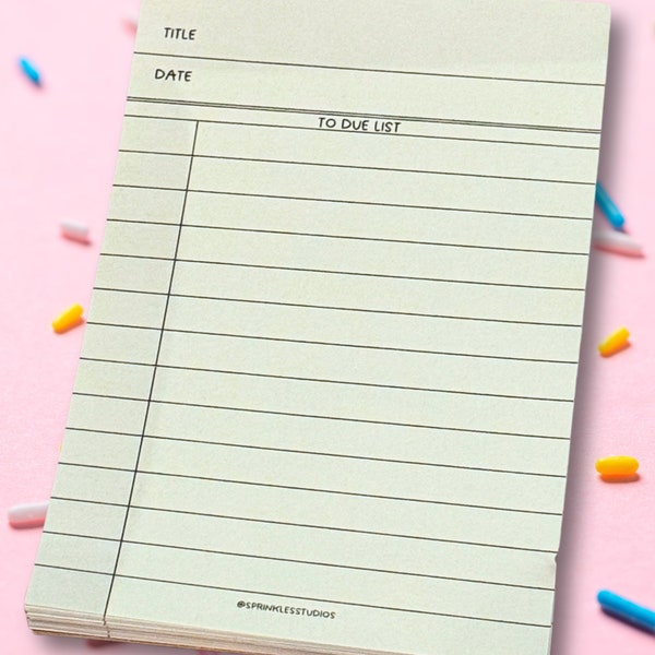 To Due List Library Notepad, Librarian 4x6 Memo Pad, Due Date To Do List Gift, Bookish Stationery