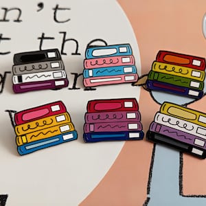 LGBTQIA+ Pride Book Stack Enamel Pins, Library Pin, Equality Bookish Accessories, Gay Lesbian Pride Brooch, Nonbinary Trans Gift
