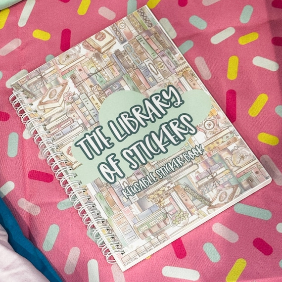 Library of Stickers Reusable Sticker Book, Librarian Decal Collection Notebook, Bookish Gift, Bookworm Accessories, Sticker Collection Book