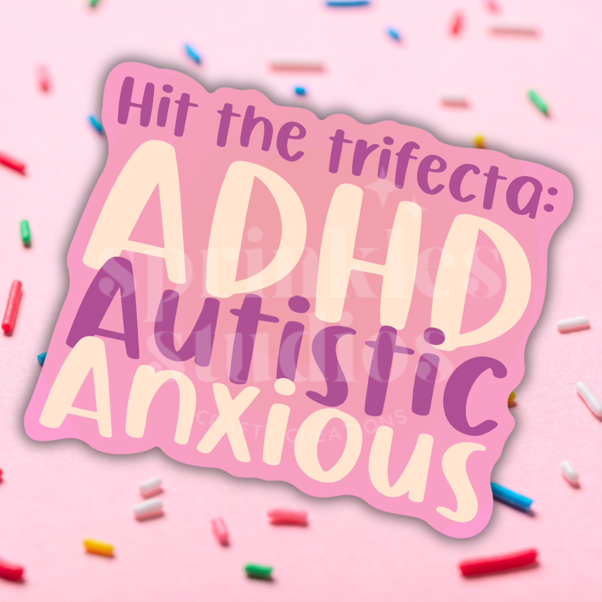 ADHD Autism Anxiety Trifecta Sticker, Trendy Water Bottle Decal, Audhd ...