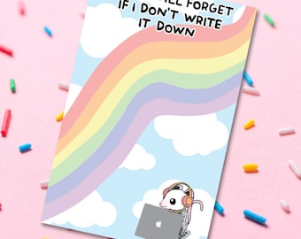 Funny Stuff I Will Forget Notepad, Trendy Opossum 4x6 Memo Pad, To Do List Gift, Snarky Sweary Stationery