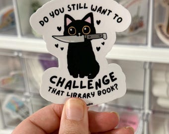 Funny Banned Books Vinyl Sticker, Trendy Water Bottle Decal, Librarian Laptop Sticker, Bookish Gift