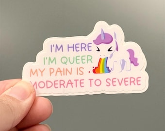 Queer Chronic Pain Sticker, Trendy Water Bottle Decal, Spoonie Gift, LGBTQ Invisible Illness Sticker, Autoimmune Arthritis Accessory