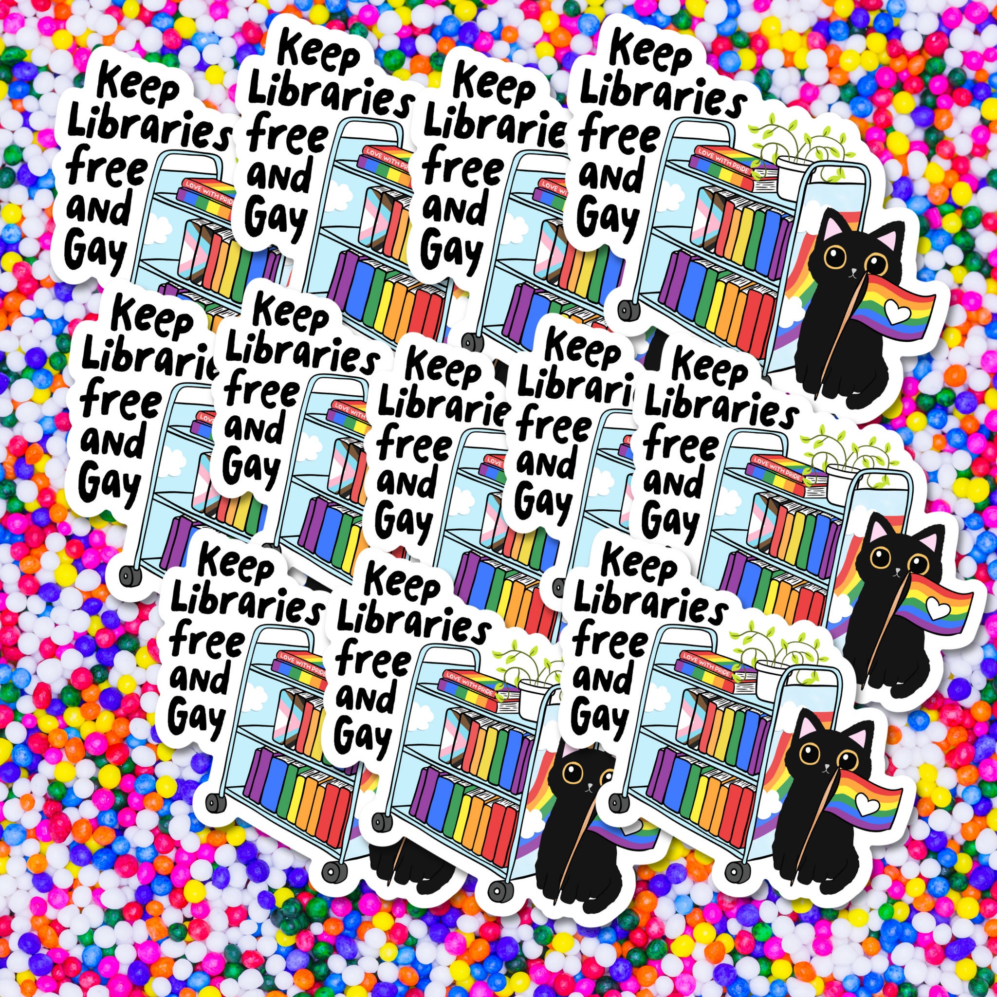 Keep Libraries Free & Gay Pride Vinyl Sticker, Library Water Bottle ...