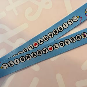 Library Lover Friendship Bracelet Lanyard, Librarian Badge Holder, Library Girly Keychain, Bookish Accessories, Book Lover Gift