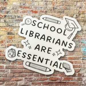 School Librarian Vinyl Sticker, Trendy Water Bottle Decal, Library Lover Laptop Sticker, Bookish Library Gift, Reader Accessories