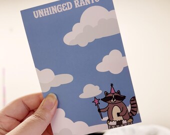 Unhinged Rants 4x6 Notepad | Raccoon Stationery | Mental Health Gift