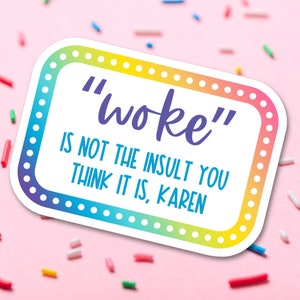 Progressive Vinyl Sticker, Woke Is Not An Insult Water Bottle Decal, Social Justice Laptop Sticker, LGBTQ Gift, Liberal Accessory