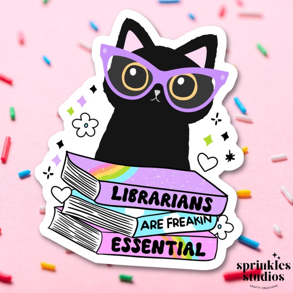 Funny Librarians are Essential Vinyl Sticker, Trendy Water Bottle Decal, Librarian Laptop Sticker, Cute Bookish Gift, Library Love Accessory