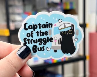 Funny Mental Health Struggle Bus Sticker, Trendy Water Bottle Decal, Quirky Affirmation Gift, Self Deprecating Humor Laptop Sticker