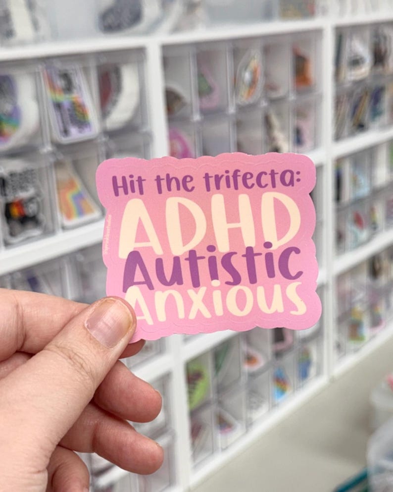 ADHD Autism Anxiety Trifecta Sticker, Trendy Water Bottle Decal, Audhd ...