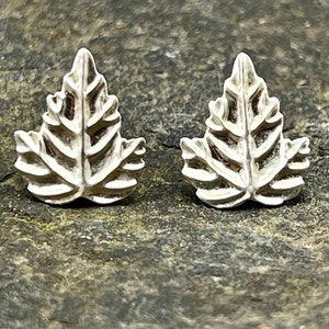 Handcrafted original sterling silver red maple leaf stud earrings