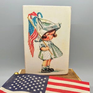 Handmade Vintage Style Patriotic Sailor Girl Wood Sign/Shelf Sitter