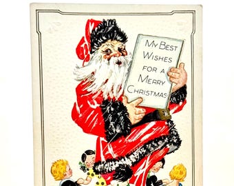 Antieke kerstkaart van de kerstman ~ ongebruikt
