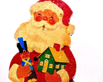 Handmade Vintage Style Santa Claus Christmas Sparkly Standee
