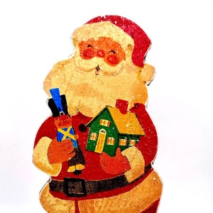 Handmade Vintage Style Santa Claus Christmas Sparkly Standee