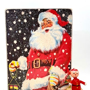 Handmade Vintage Style Santa Claus w/ Lantern Wood Sign/Shelf Sitter