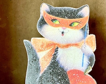 Handmade Vintage Style Halloween Kitty Standee