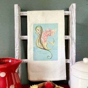 Vintage Style Mermaid Flour Sack Tea Towel