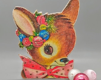 Handmade Vintage Style Sparkly Reindeer Standee