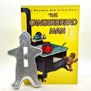 Vintage Whitman Big Tell-A-Tale “Gingerbread Man” Storybook and Vintage Gingerbread Man Cookie Cutter Set
