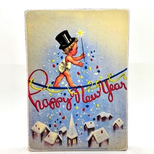 Handmade Vintage Style Baby New Year Wood Sign/Shelf Sitter