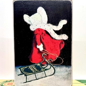 Plaque/tablette en bois faite main de style vintage Reine des neiges pour les fêtes de fin d'année